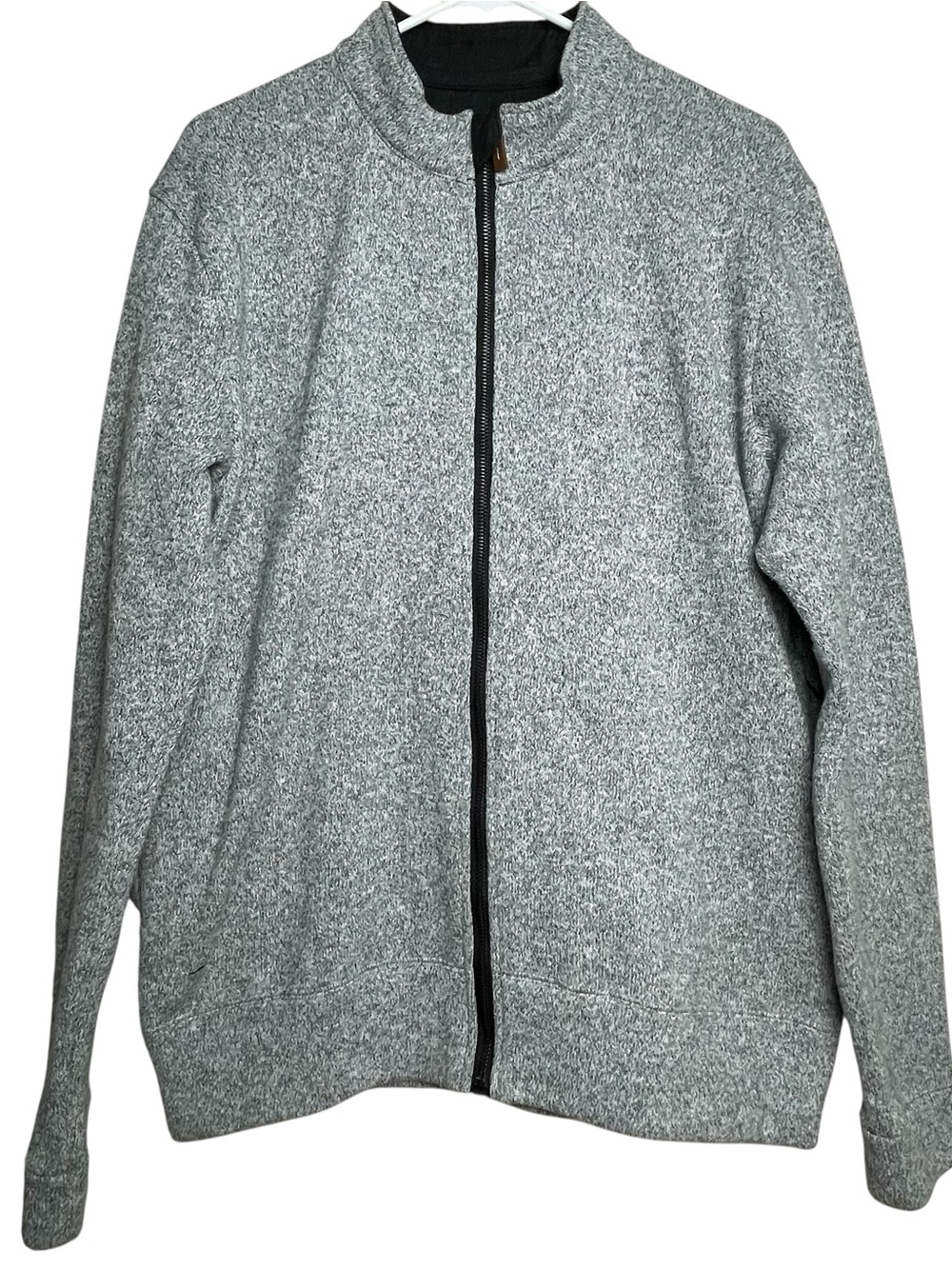 Straight Down Mens Full Zip Heathered Gray Grey Golf Casual Fleece Jacket Sz Med